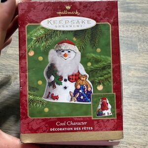 Hallmark 2000 Cool Character Snowman Ornament Pressed Tin with Box